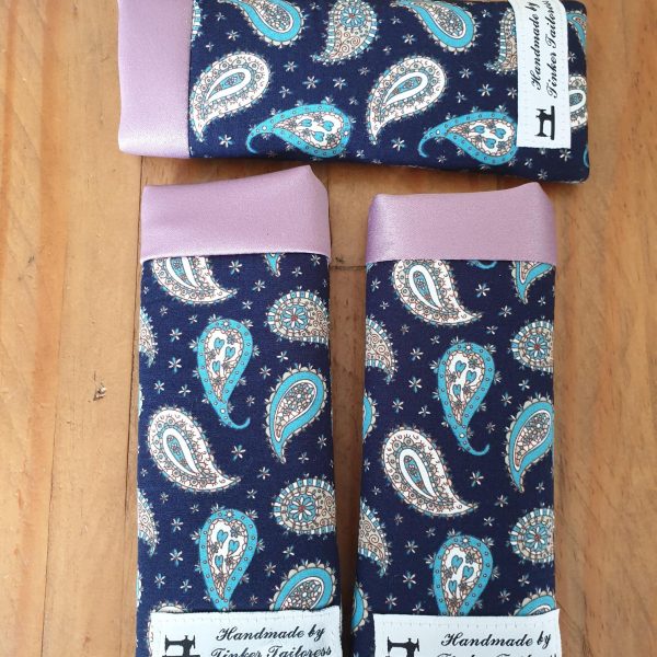 Handmade Soft Padded Glasses Case - Navy Blue Paisley with Rose Satin Lining