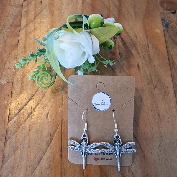 Handmade Antique Silver Dragonfly Earrings