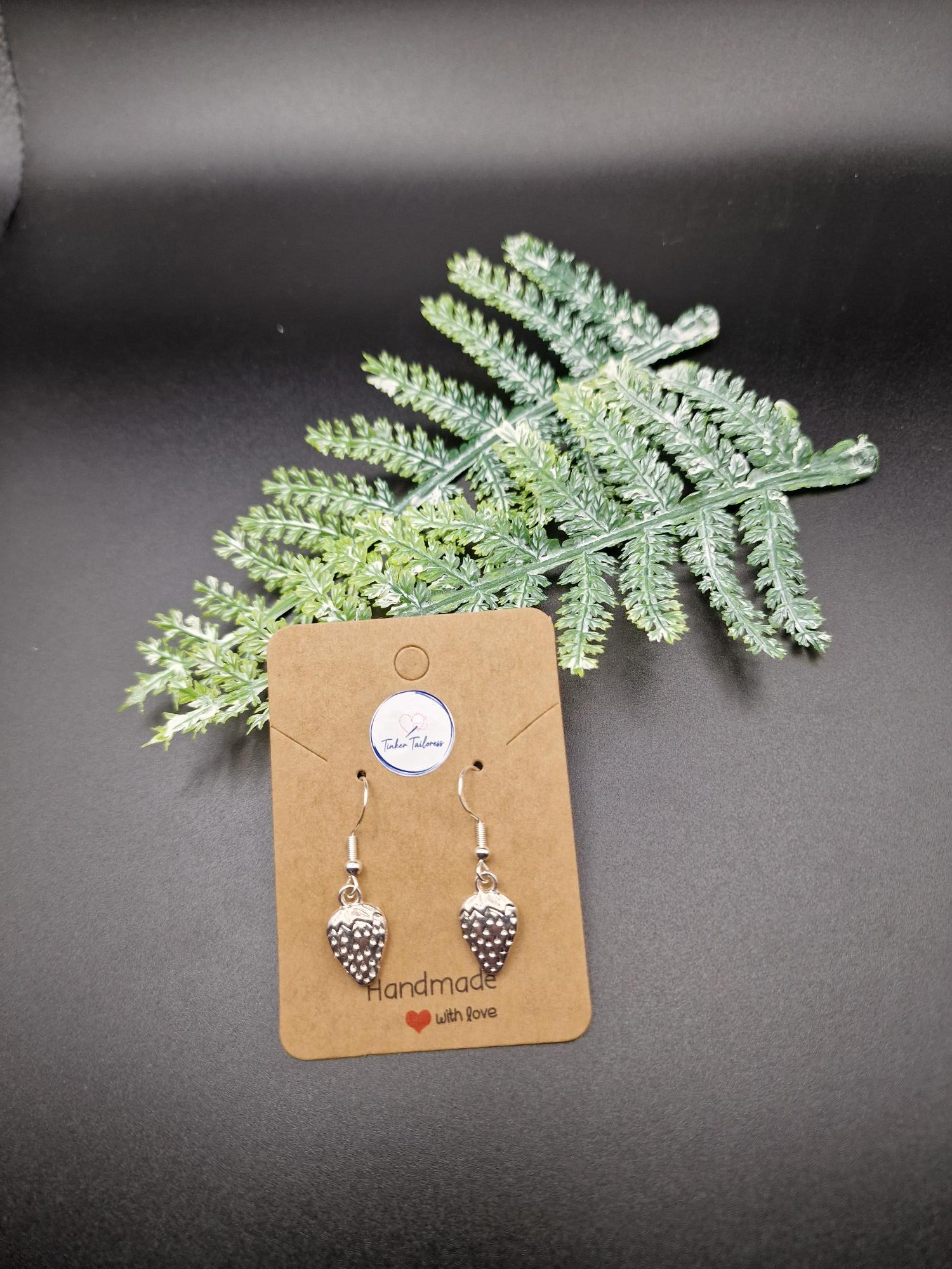 Handmade Silver Strawberry Drop Earrings - Image 4