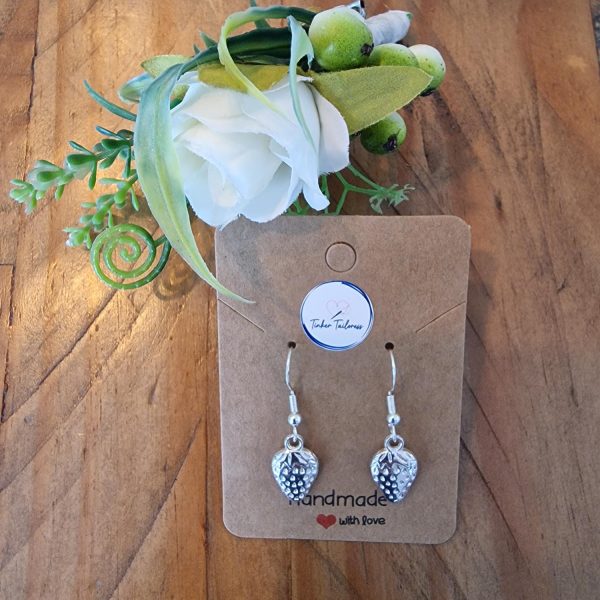 Handmade Silver Strawberry Drop Earrings