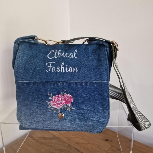 Handmade Ethical Fashion Denim Crossbody Bag