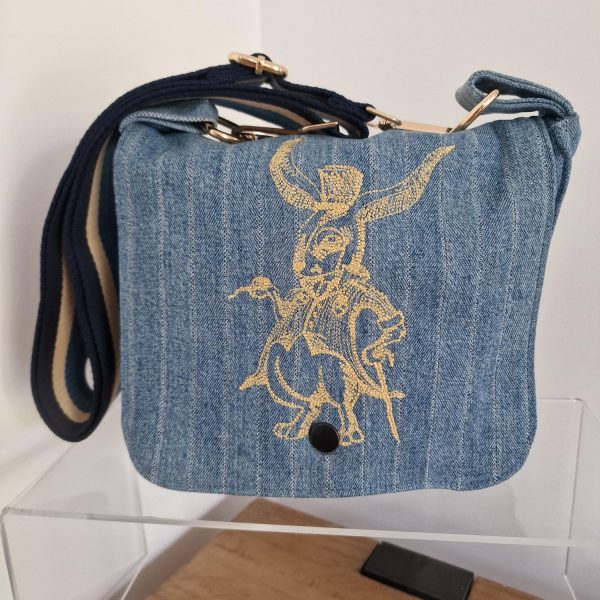 Handmade Dapper Rabbit Upcycled Denim Crossbody Bag
