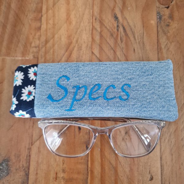 Handmade Upcycled Denim 'Specs' Glasses Case