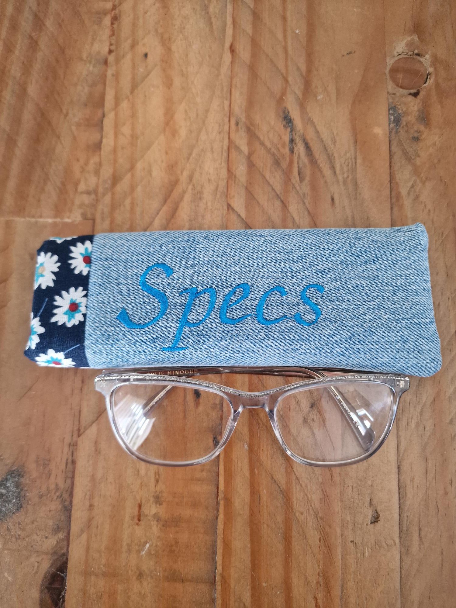 Handmade Upcycled Denim 'Specs' Glasses Case