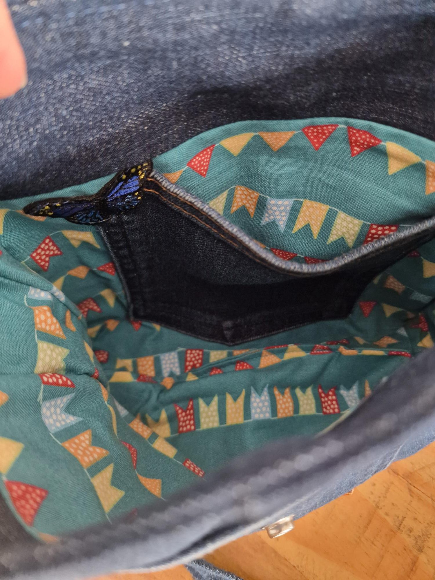 Handmade Upcycled Denim Crossbody Bag - 'There is no Planet B' - Image 4